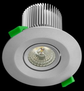 Mono Lens 10W LED Downlight Round Silver Trim White LED
