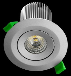 Mono Lens 13W LED Downlight Round Silver Trim White LED